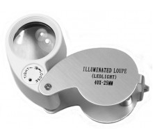 Лупа Kromatech ювелирная 40х, 25 мм, с подсветкой (2 LED) MG21011